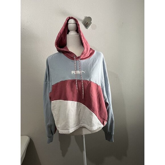 puma international Hoodie Women XL Cropped Color Block - Picture 1 of 7